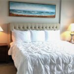 King bed with rental linen set