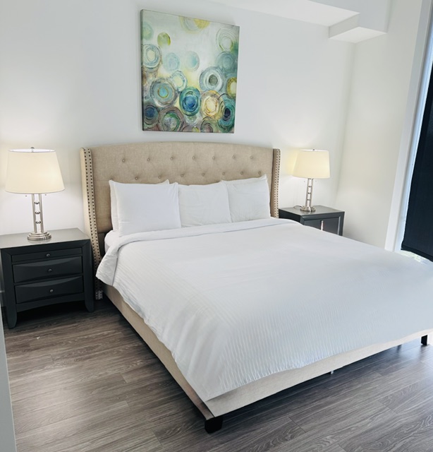 Habitas Rental upholstered bed furnished
